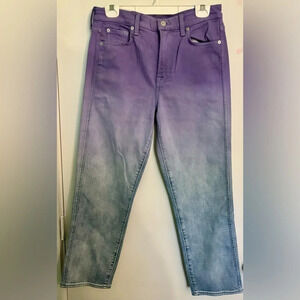 NWT 7 for All Mankind High-waisted cropped Jeans size 29 purple to blue ombré